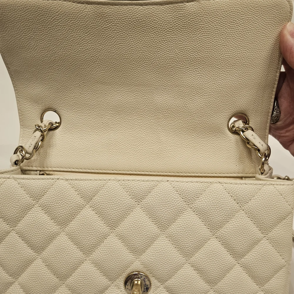 Chanel Cream Caviar Mini Bag